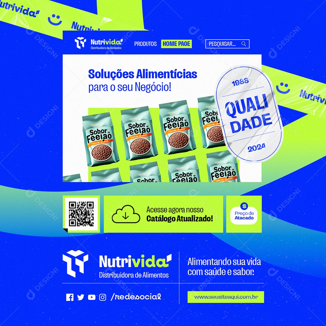 Distribuidora de Alimentos Soluções Alimentícias Feeiao Social Media PSD Editável