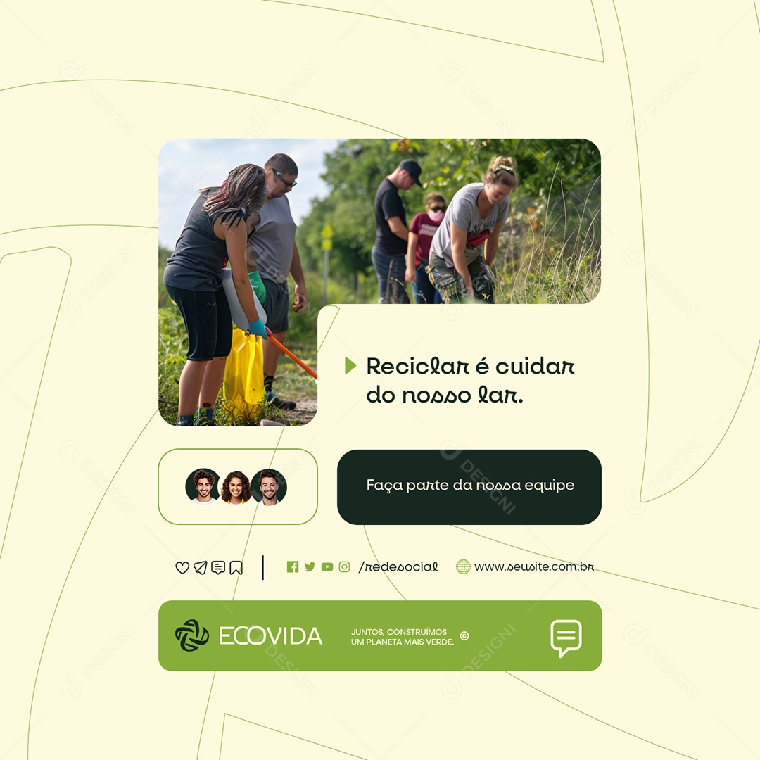 Social Media Empresa Reciclagem Reciclar é Cuidar do Nosso Lar PSD Editável