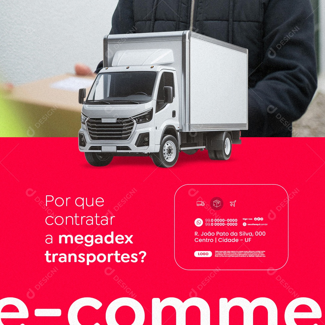 Entrega e Logística Por Que Contratar o Megadex Transportes Social Media PSD Editável