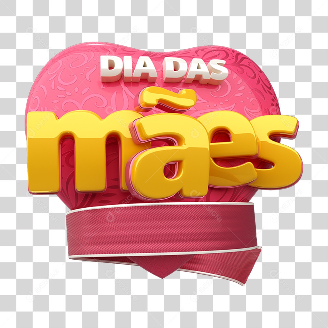 Selo 3D Dia das Mães PNG Transparente