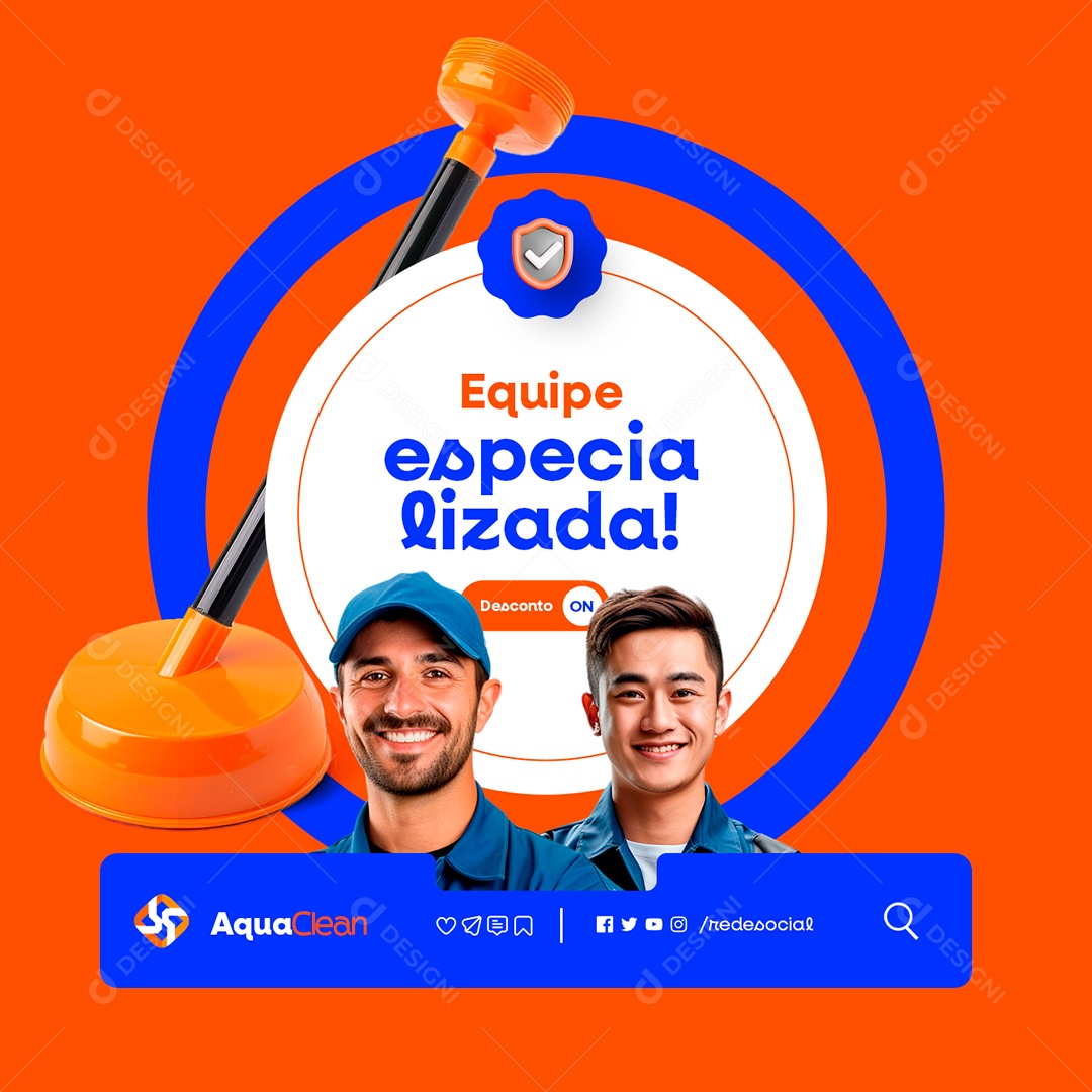 Desentupidora Desconto On Equipe Especializada Social Media PSD Editável