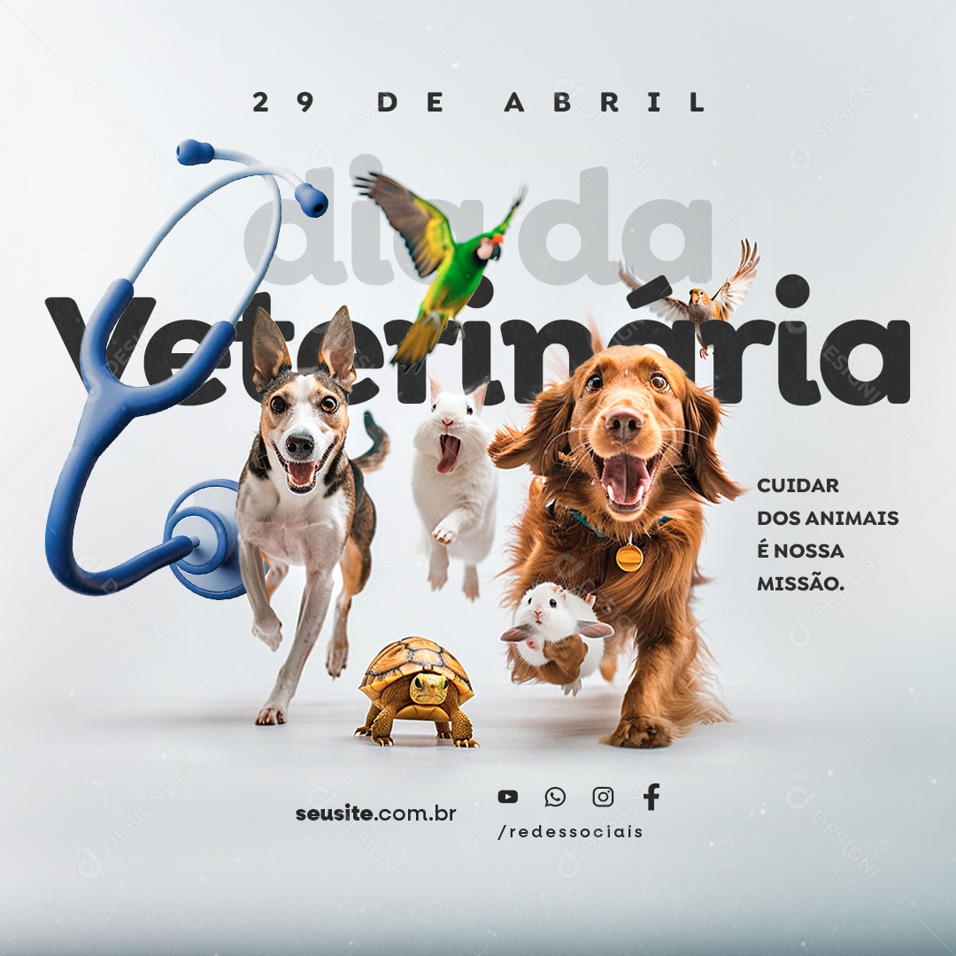 Dia Mundial Da Medicina Veterinária 29 de Abril Cuidar dos Animais Social Media PSD Editável