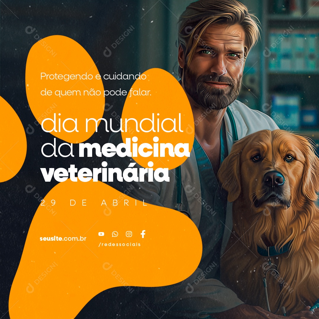 Dia Mundial Da Medicina Veterinária 29 de Abril Protegendo e Cuidando Social Media PSD Editável