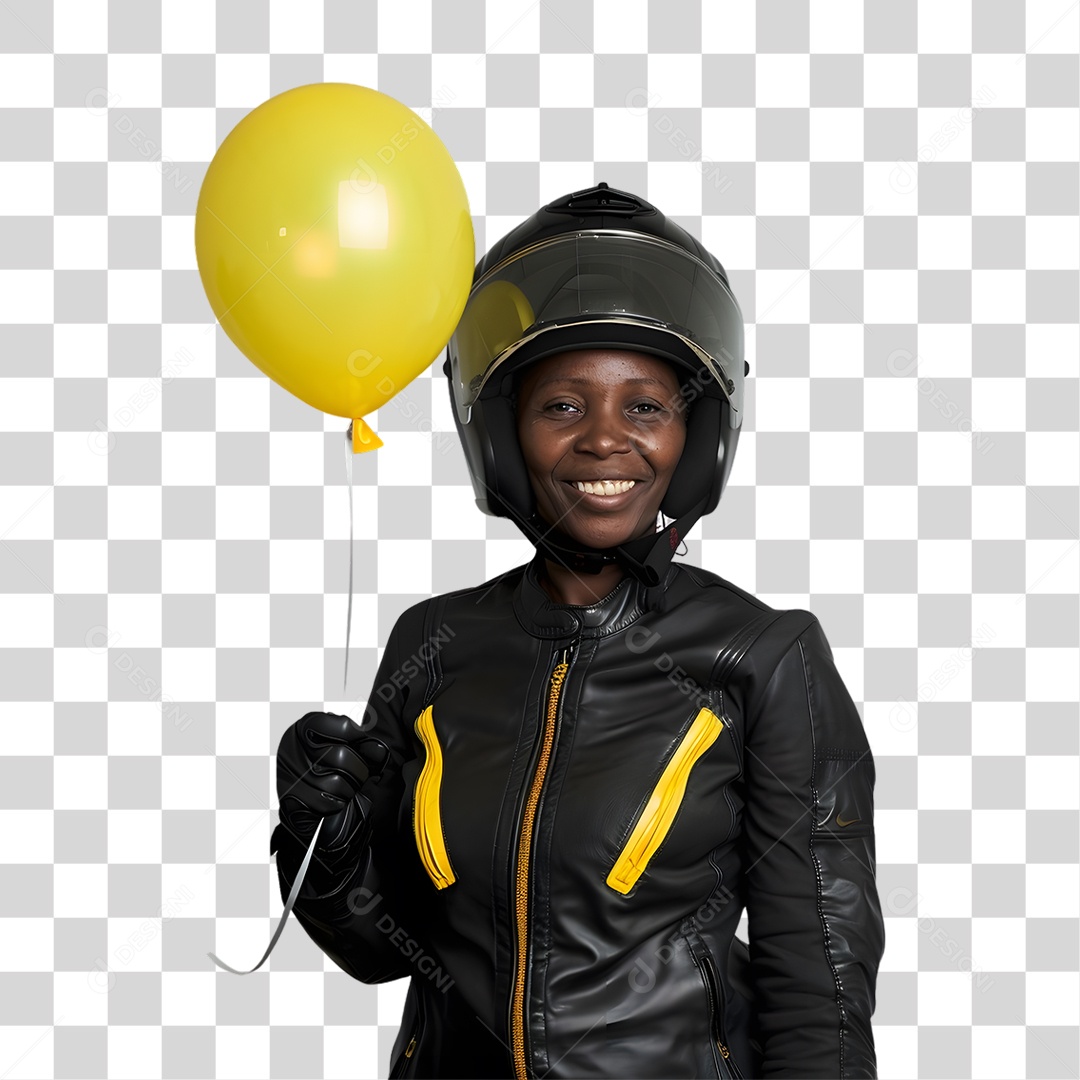 Mulher Motoqueira Maio Amarelo PNG Transparente