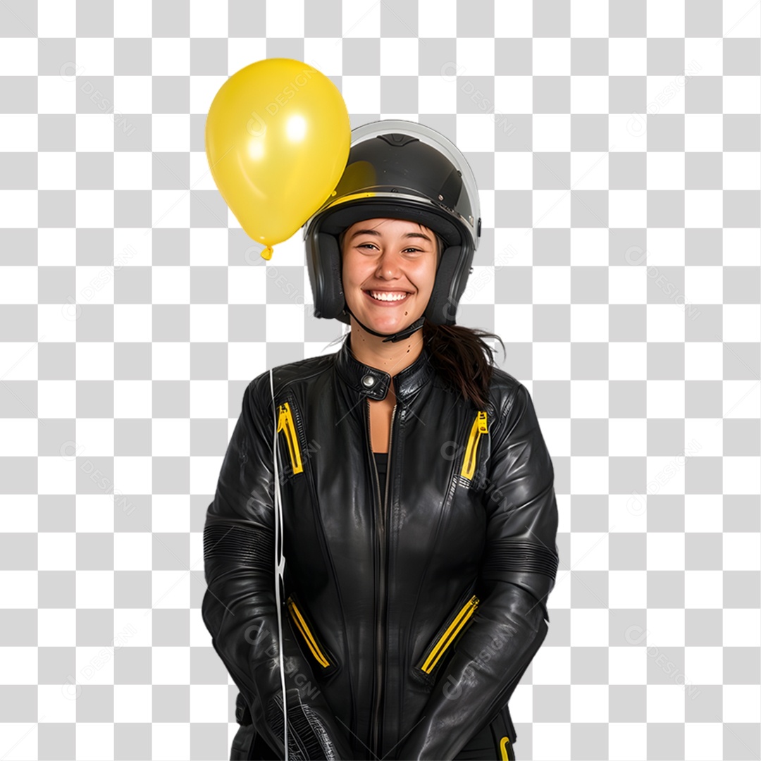 Mulher Motoqueira Maio Amarelo PNG Transparente