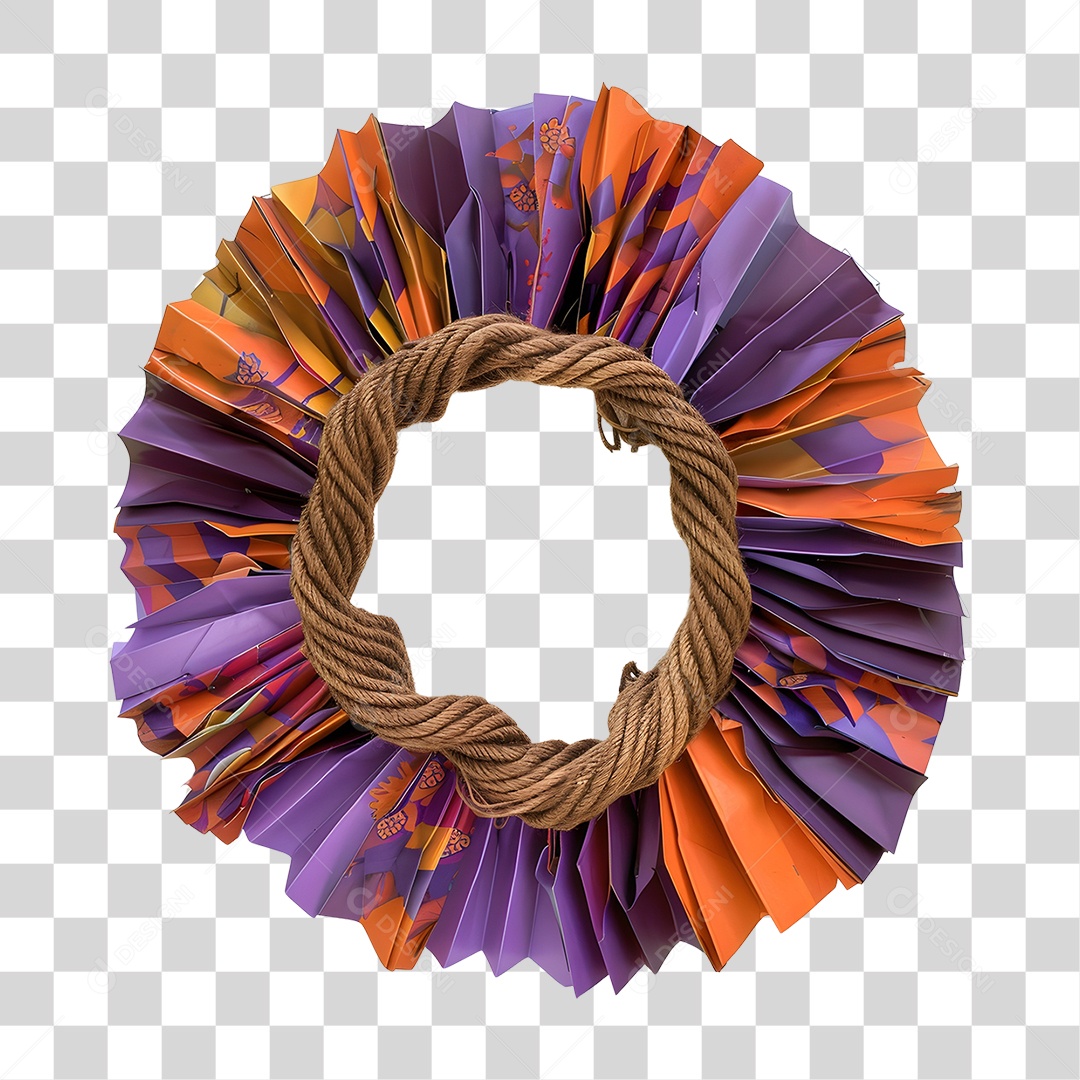 Handmade Garland Made of Rope and Transparent PNG Paper