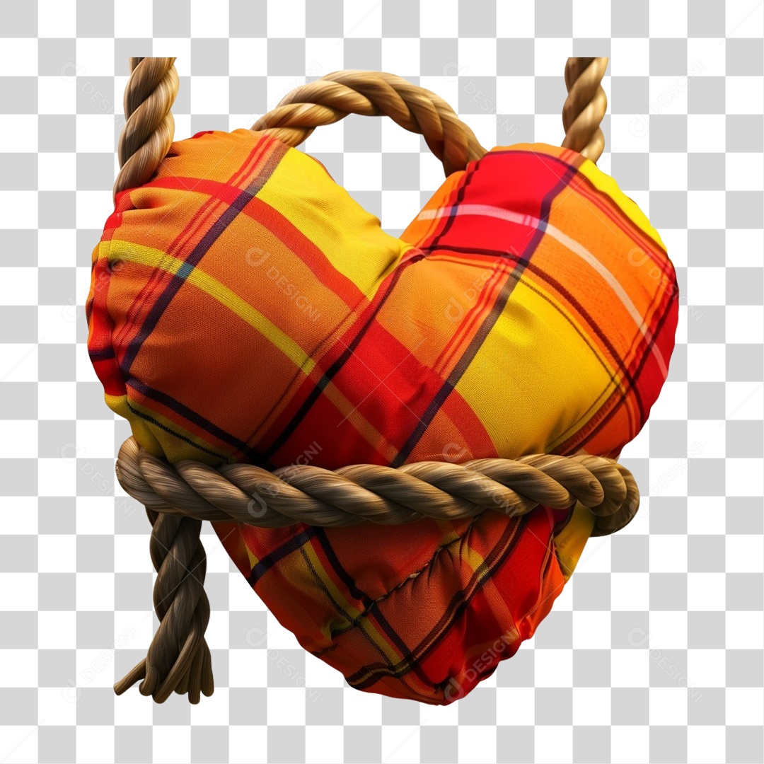 3D Plaid Heart Plate Decoration Element for Saint John's June Party Transparent PNG