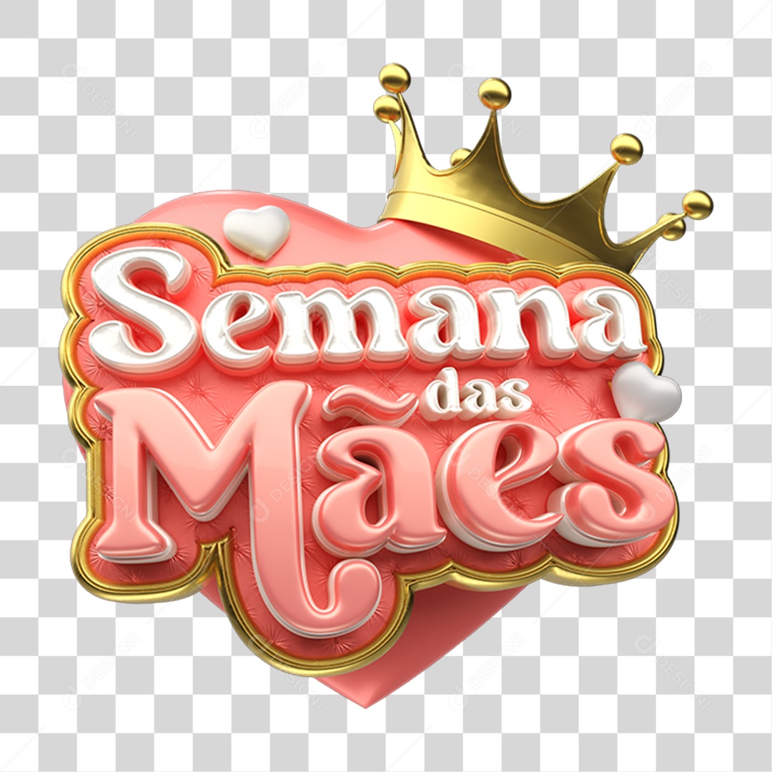 Selo 3D Semana das Mães PNG Transparente