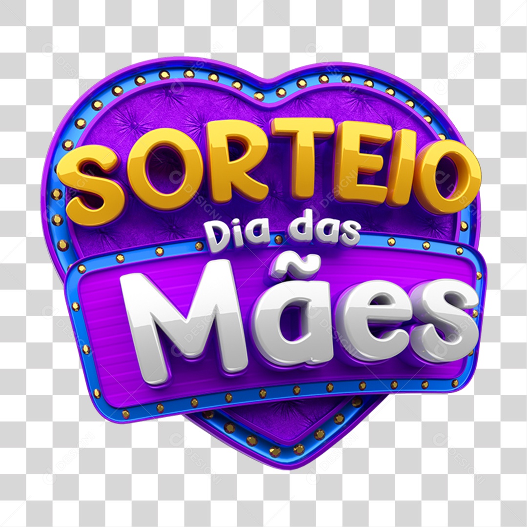 Selo 3D Sorteio Dia das Mães PNG Transparente