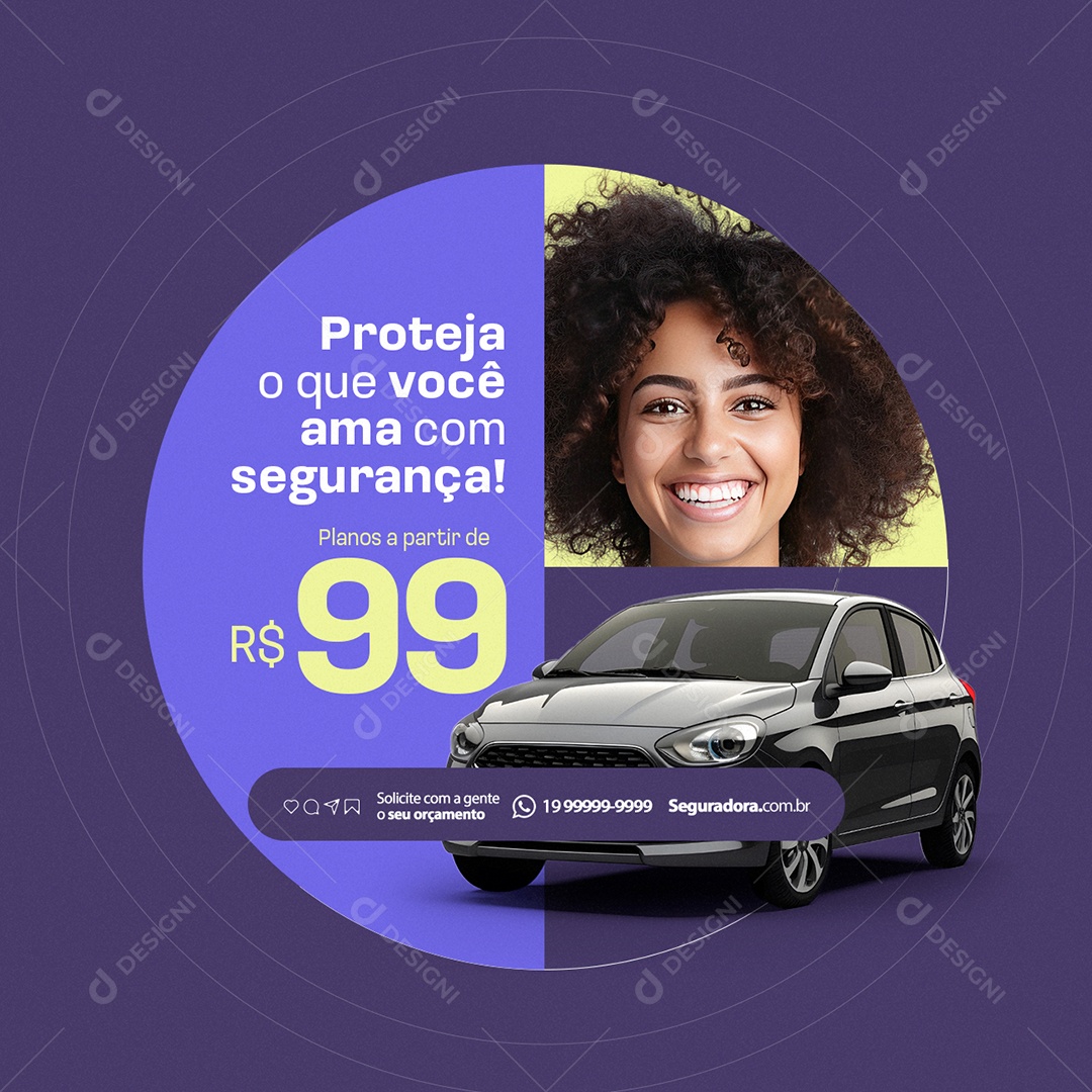 Seguro Carro Proteja O Que Você Ama com Segurança Social Media PSD Editável