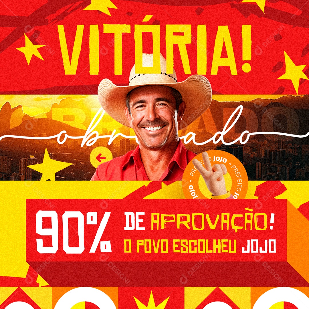 Eleição Vitória 90% de Aprovação Social Media PSD Editável