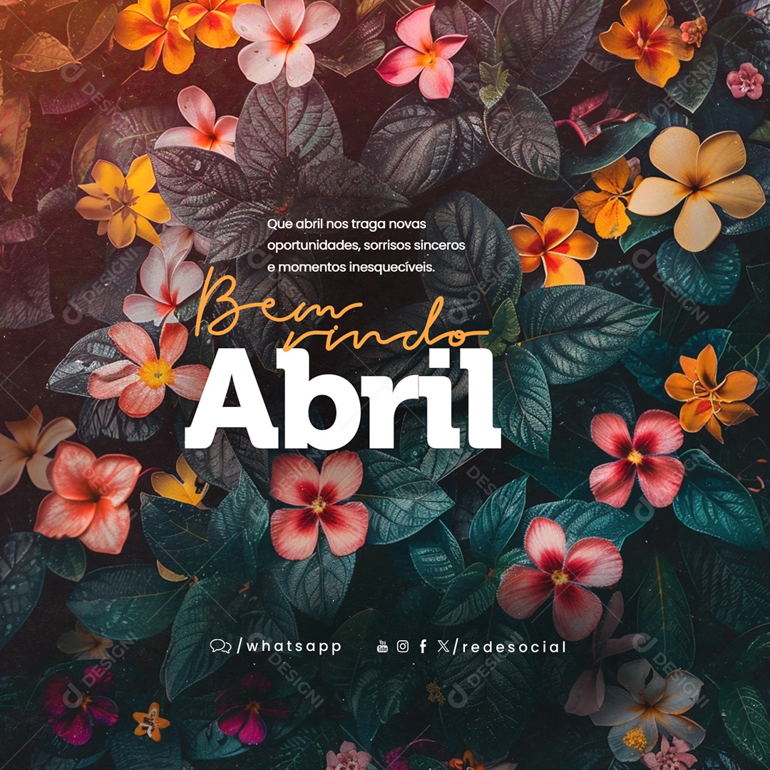 Welcome April to Bring Us New Opportunities Smiles Social Media Editable PSD