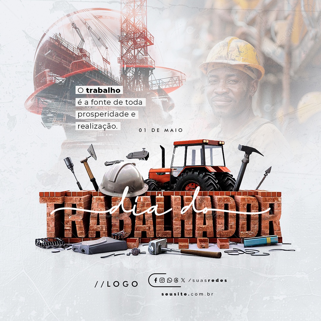 Labor Day May 1st Labor is the Source of All Social Prosperity Editable PSD Media