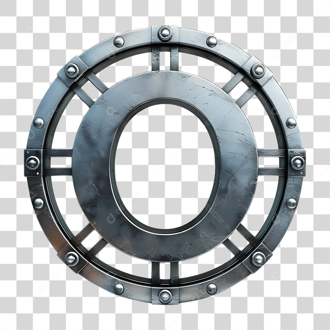 Estrutura de Ferro Redonda Elemento 3D para Composição PNG Transparente