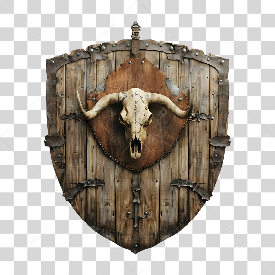 Transparent PNG Cattle Skull Wooden Shield