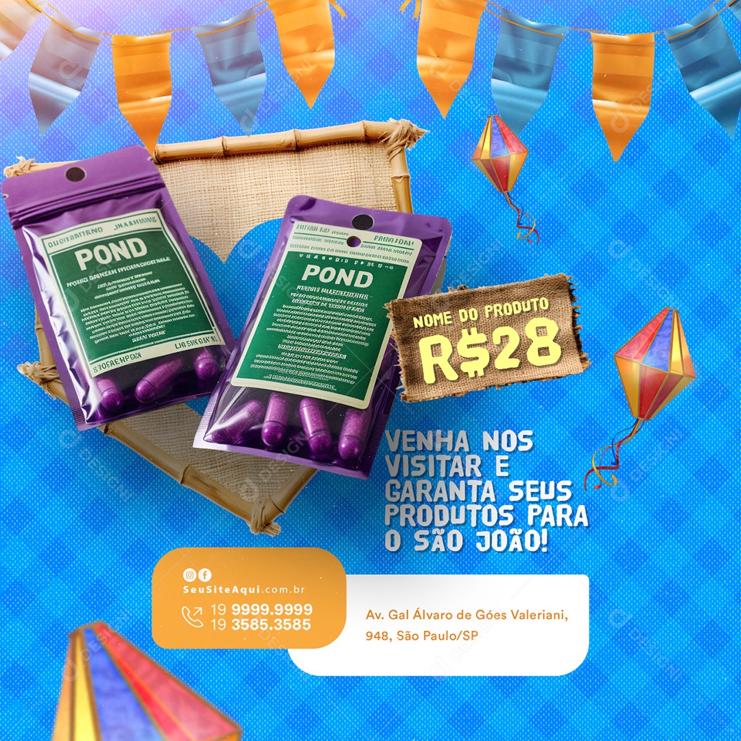 Farmácia São João Venha nos Visitar e Garanta seus Produtos Social Media PSD Editável