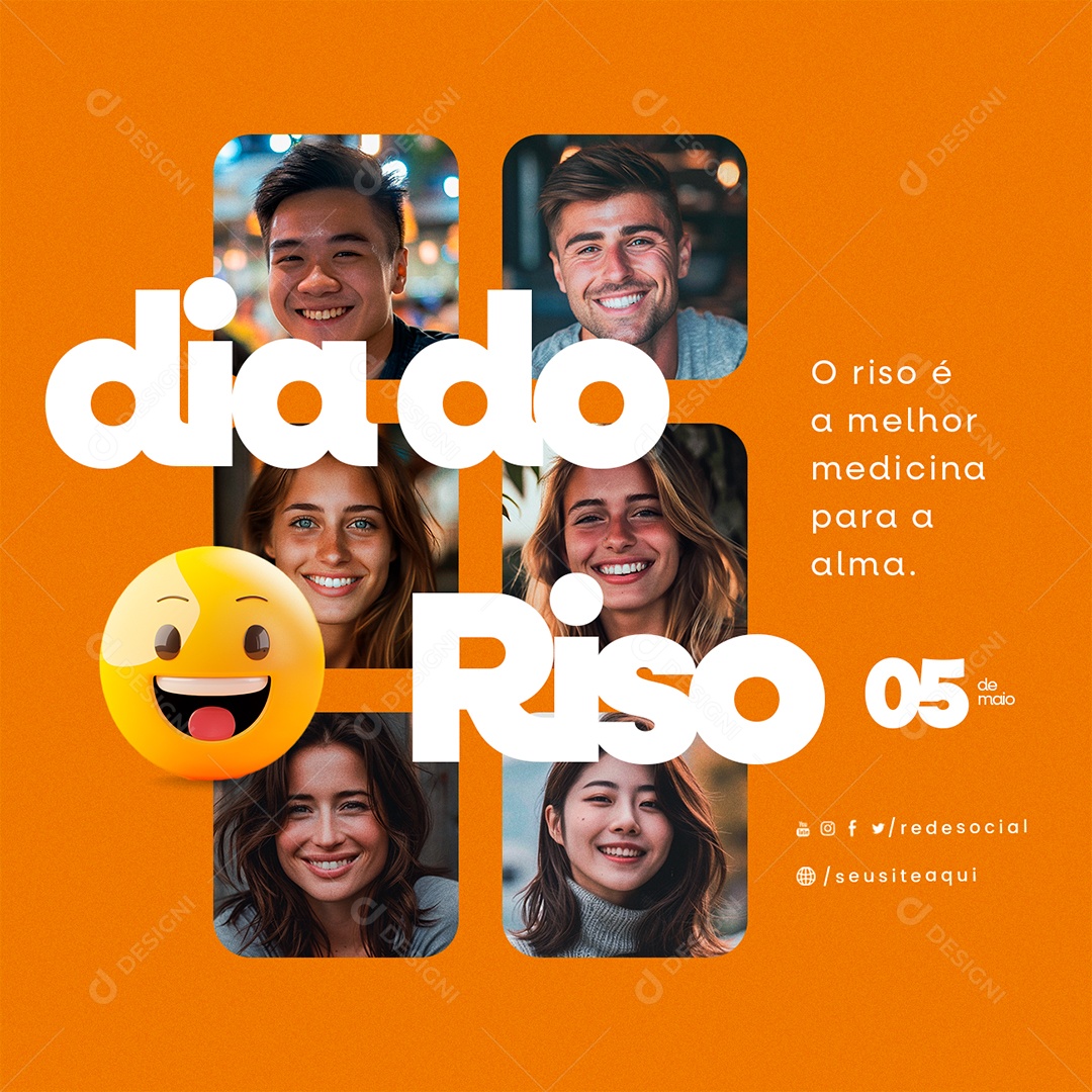 Dia do Riso 05 de Maio O Riso é a Melhor Medicina Para a Alma Social Media PSD Editável