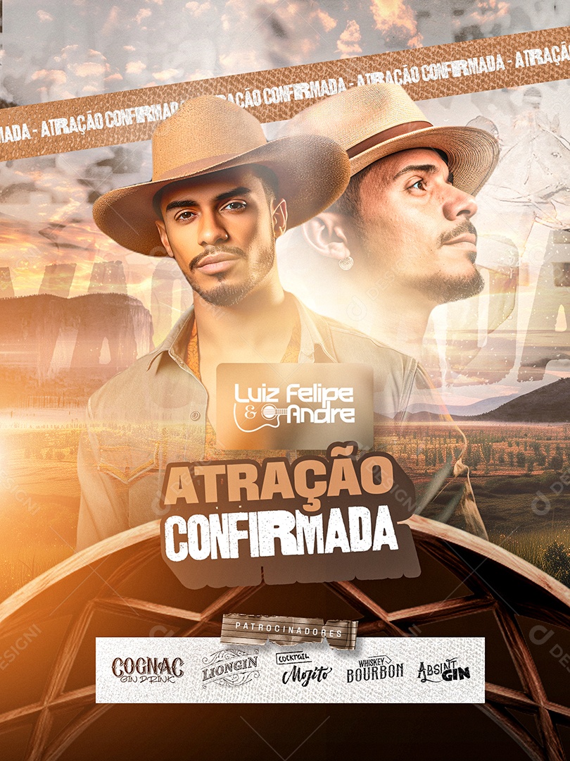 Vaquejada Cavalgada Show Atração Confirmada Luiz Felipe e Andre Social Media PSD Editável