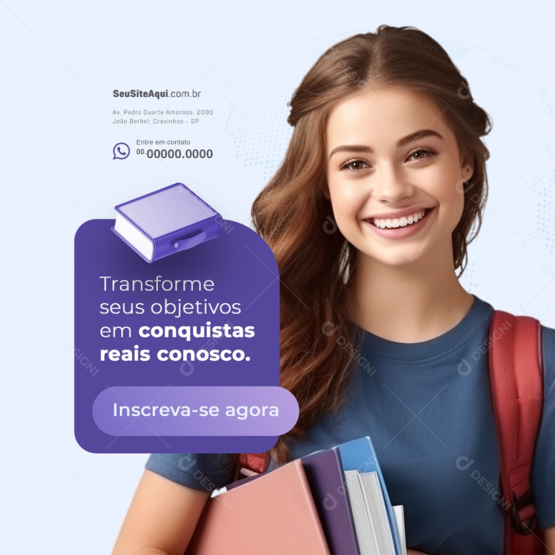 Faculdade Transforme seus Objetivos em Conquistas Reais Conosco Social Media PSD Editável