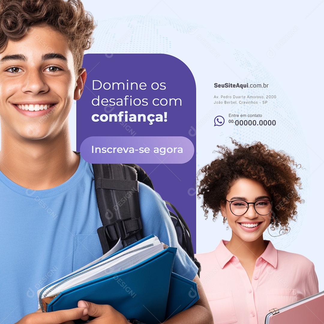 Faculdade Domine os Desafios com Confiança Social Media PSD Editável