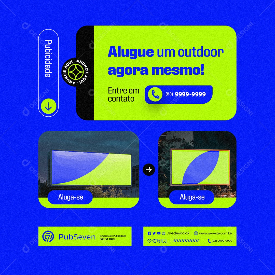 Empresa de Publicidade Alugue um Outdoor Agora Mesmo Social Media PSD Editável