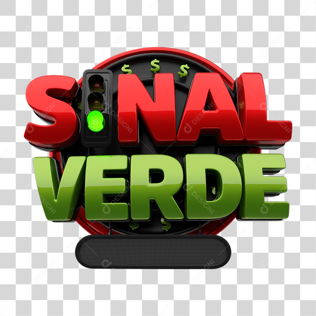 Selo 3D Sinal Verde PNG Transparente