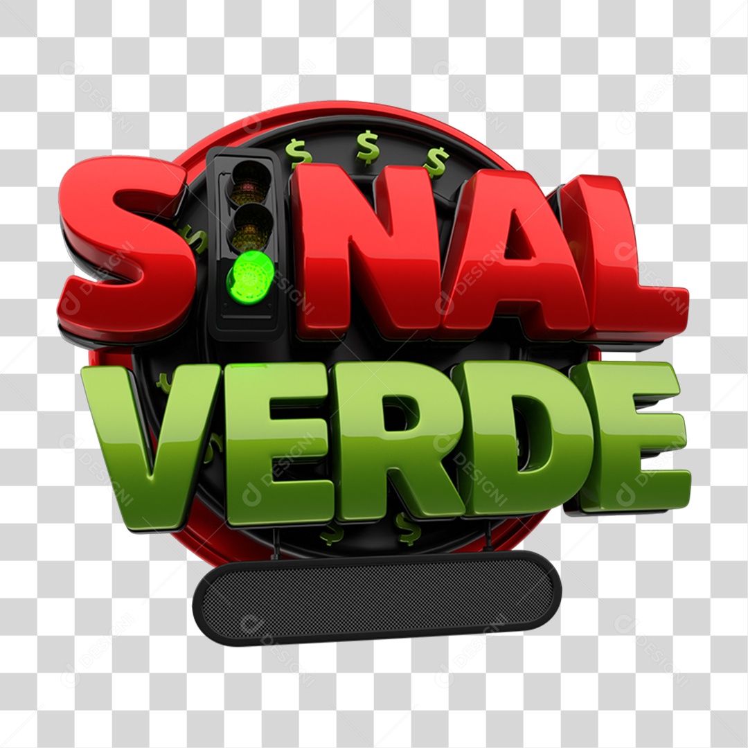 Selo 3D Sinal Verde PNG Transparente