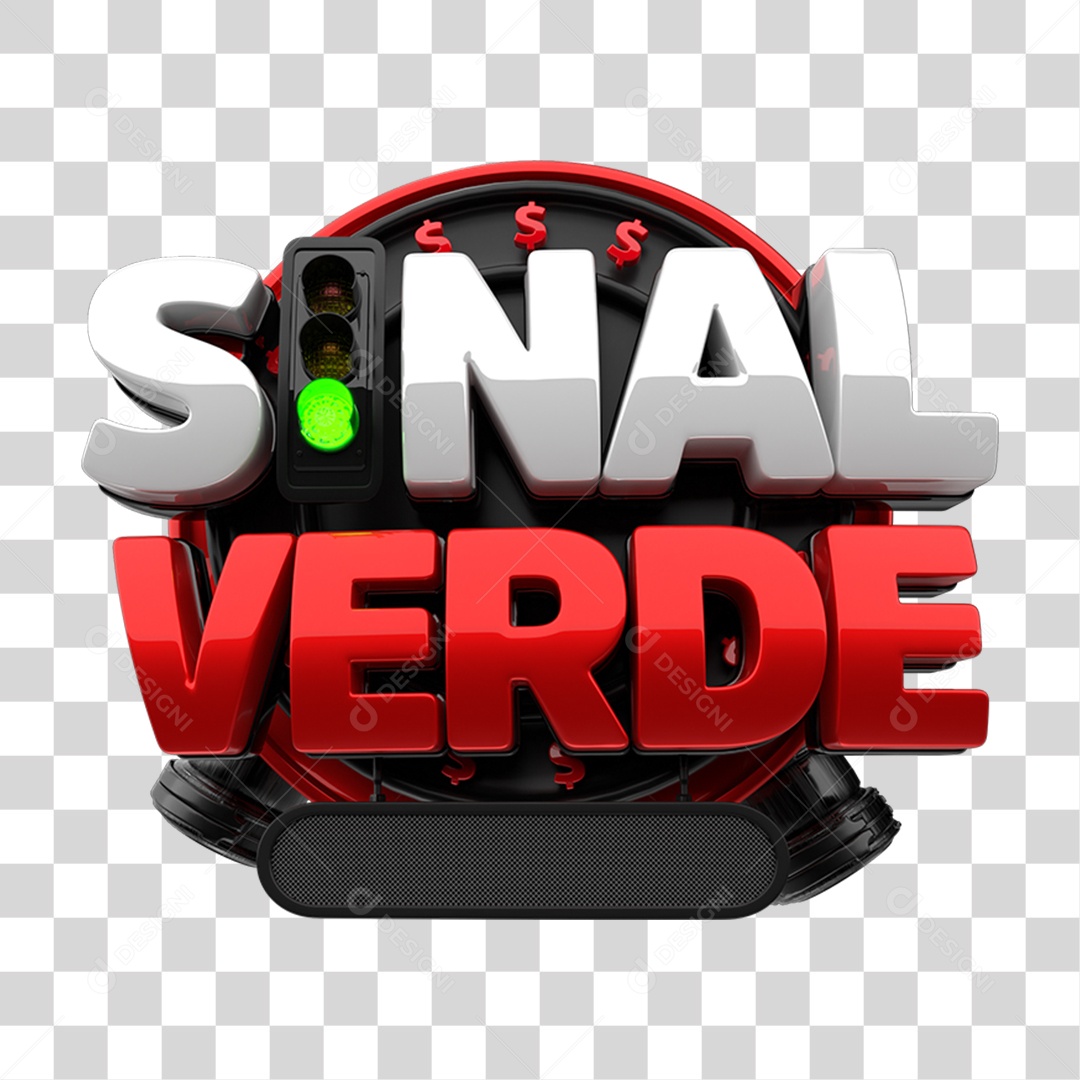 Selo 3D Sinal Verde PNG Transparente