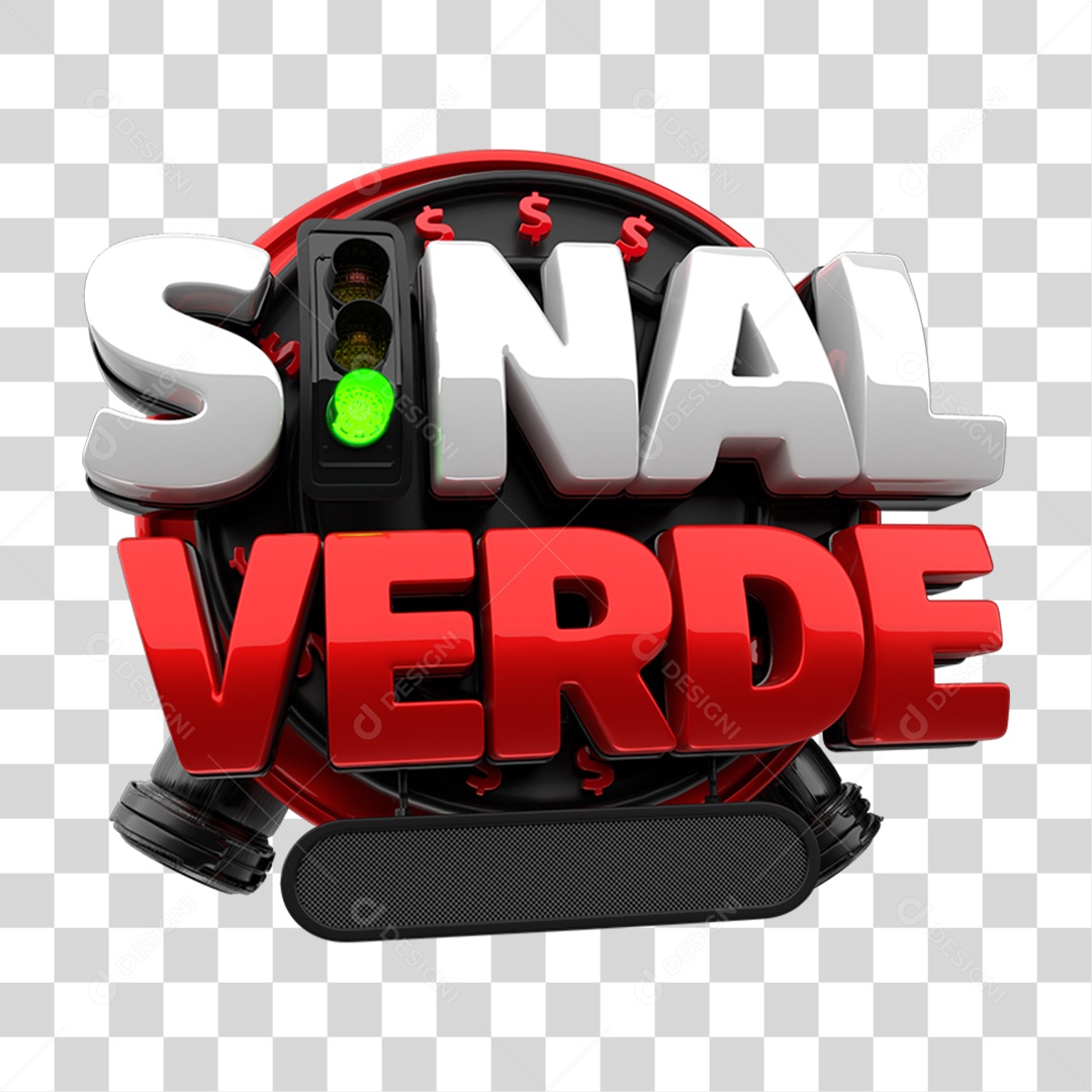 Selo 3D Sinal Verde PNG Transparente