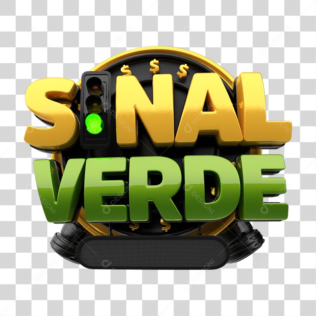 Selo 3D Sinal Verde PNG Transparente