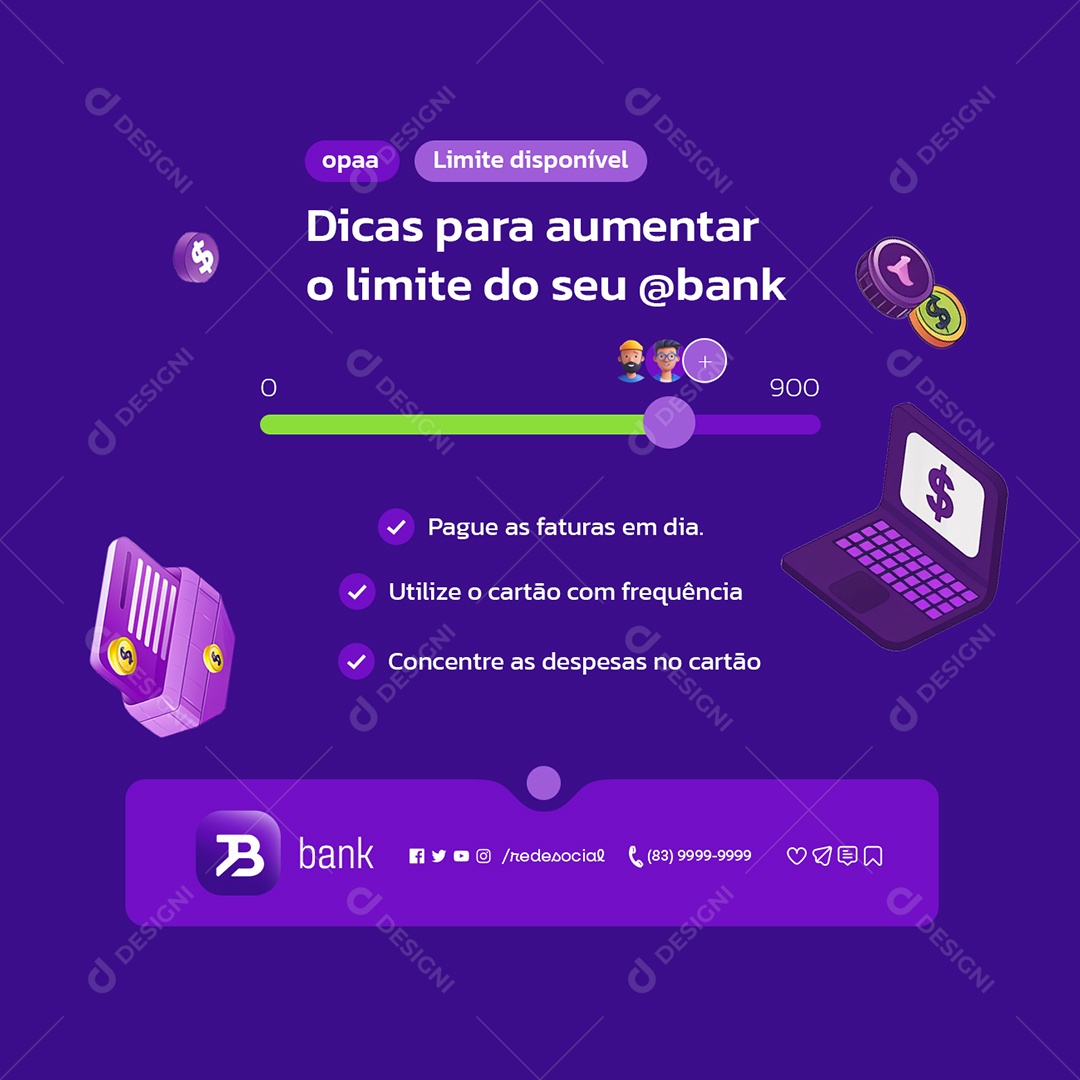 Banco Digital Dicas para Aumentar o Limite do Seu Bank Social Media PSD Editável