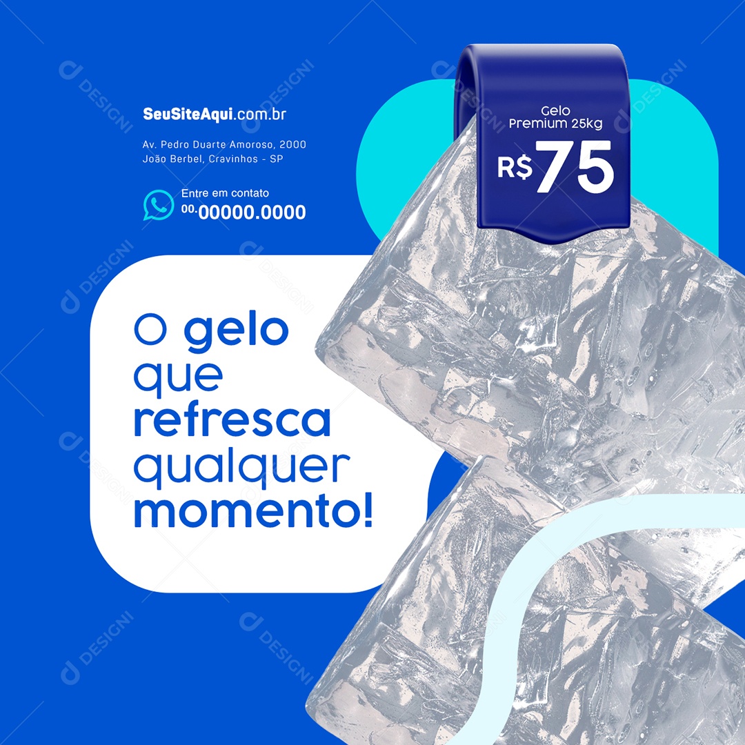 Loja de Gelo O Gelo Que Refresca Qualquer Momento Gelo Premium Social Media PSD Editável