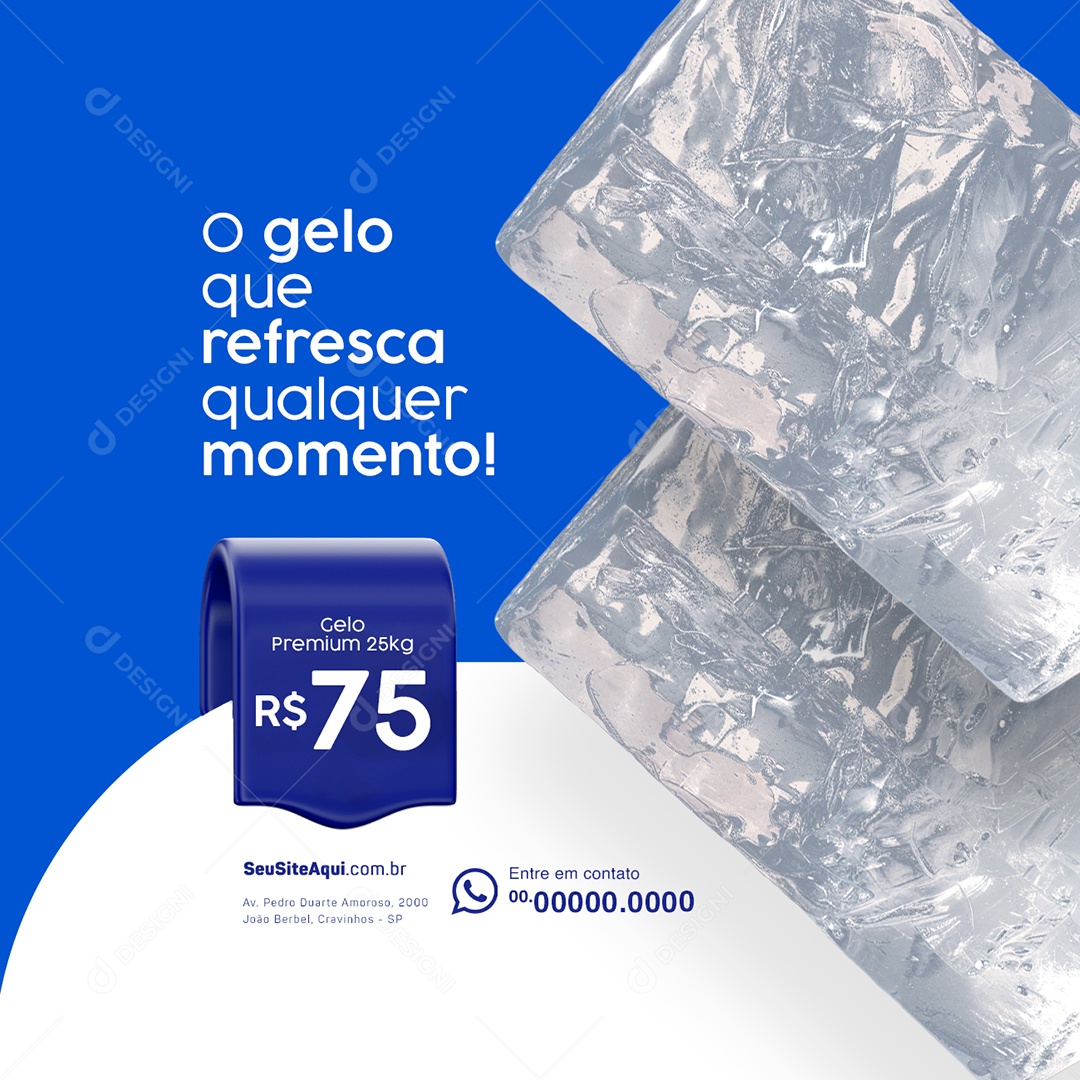 Loja de Gelo O Gelo Que Refresca Qualquer Momento Social Media PSD Editável