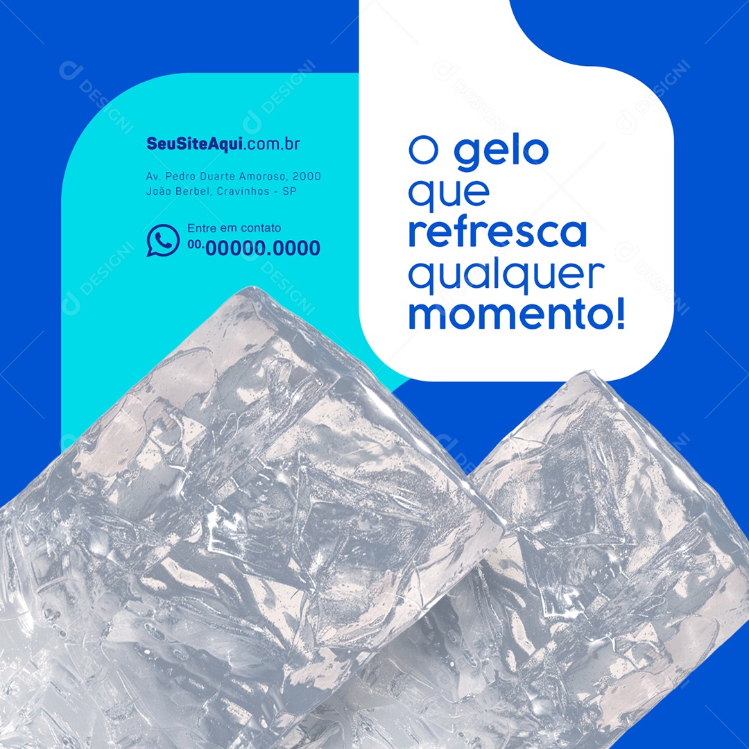 Loja de Gelo O Gelo Que Refresca Qualquer Momento Social Media PSD Editável