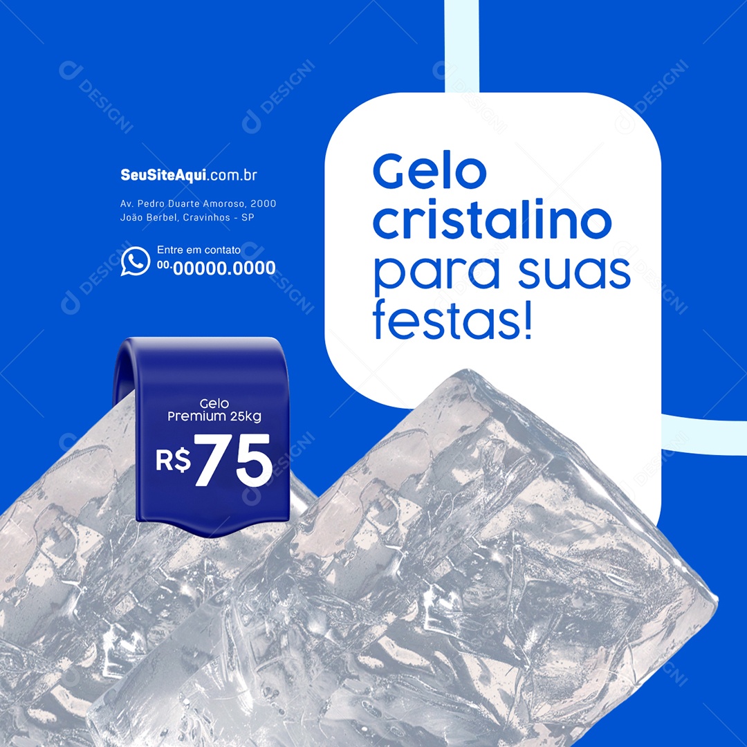 Loja de Gelo para Suas Festas Gelo Premium Social Media PSD Editável