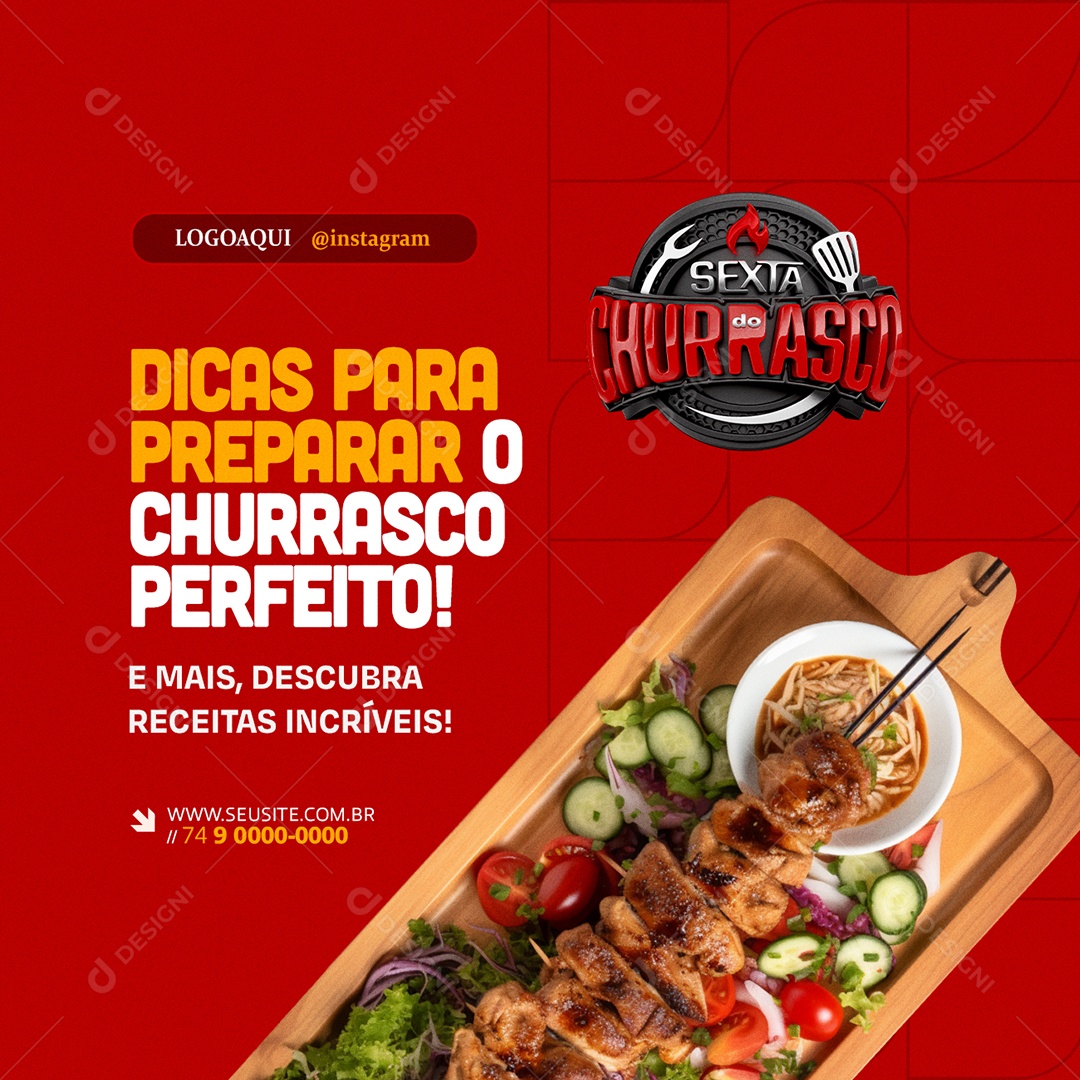 Sexta do Churrasco Dicas para Preparar o Churrasco Perfeito Social Media PSD Editável