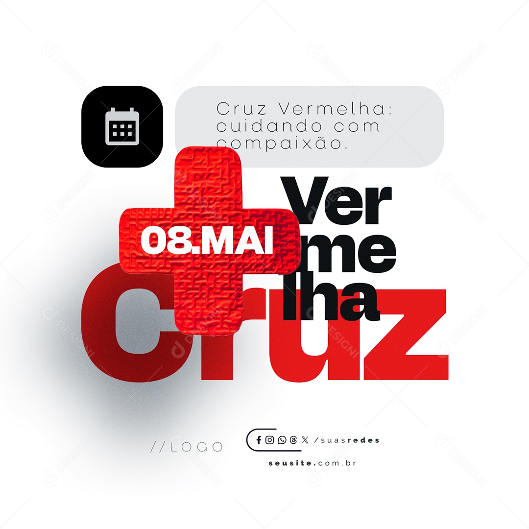 Dia da Cruz Vermelha 08 de Maio Cuidando com Compaixão Social Media PSD Editável