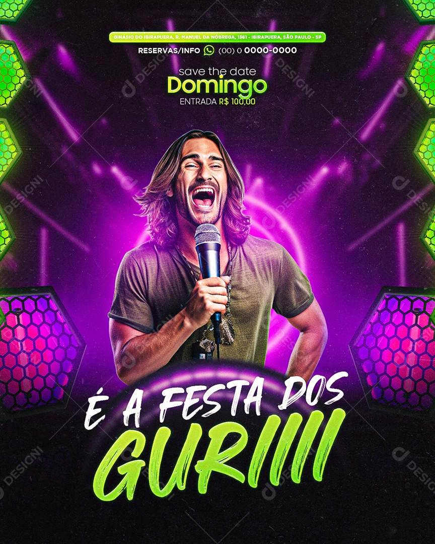 Flyer É a Festa Dos Gurriii Social Media PSD Editável