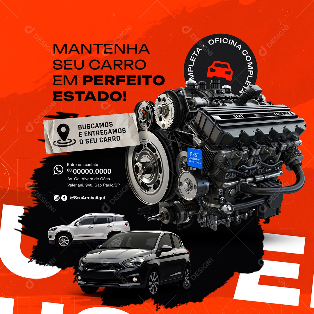 Oficina Mantenha seu Carro em Perfeito Estado Social Media PSD Editável