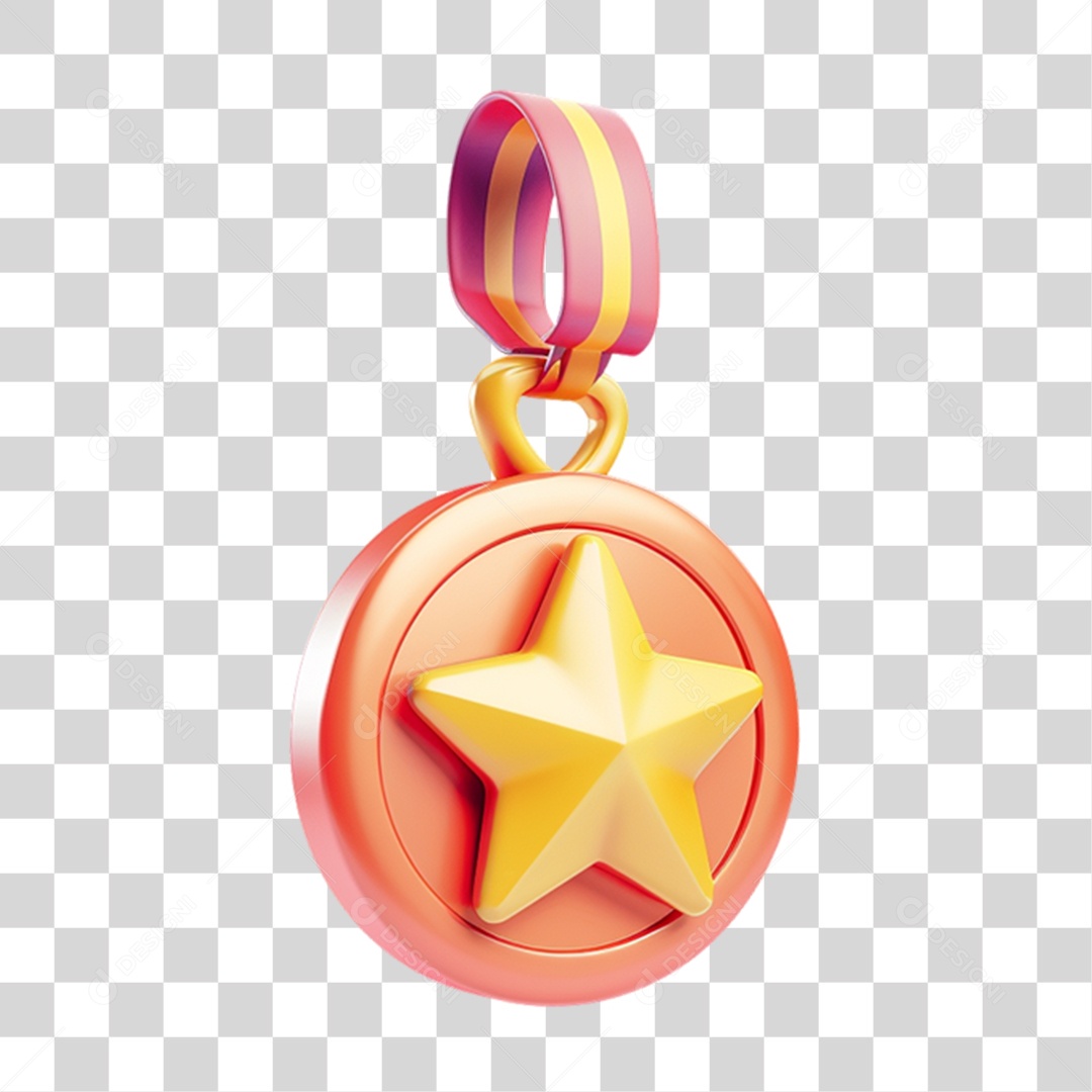 Medalha com Estrela PNG Transparente