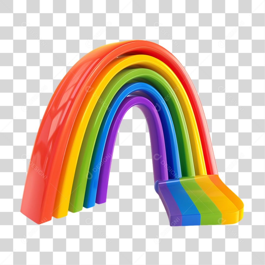 Elemento 3D Arco-íris Colorido LGBT PNG Transparente