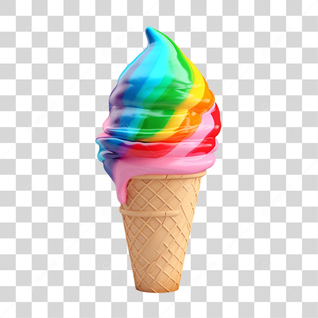 Elemento 3D Sorvete Colorido LGBT PNG Transparente