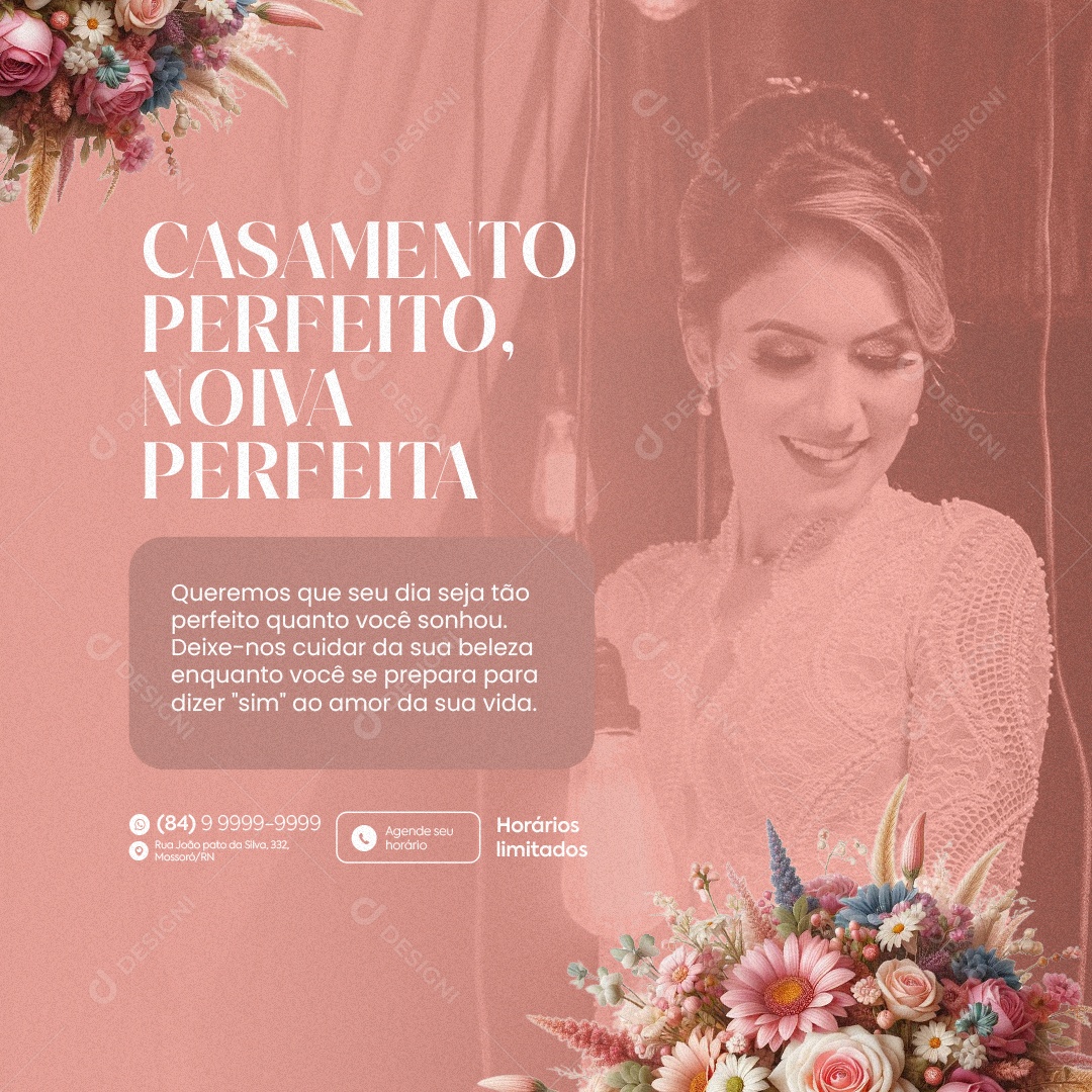 Salão de Beleza Casamento Perfeito Noiva Perfeita Social Media PSD Editável