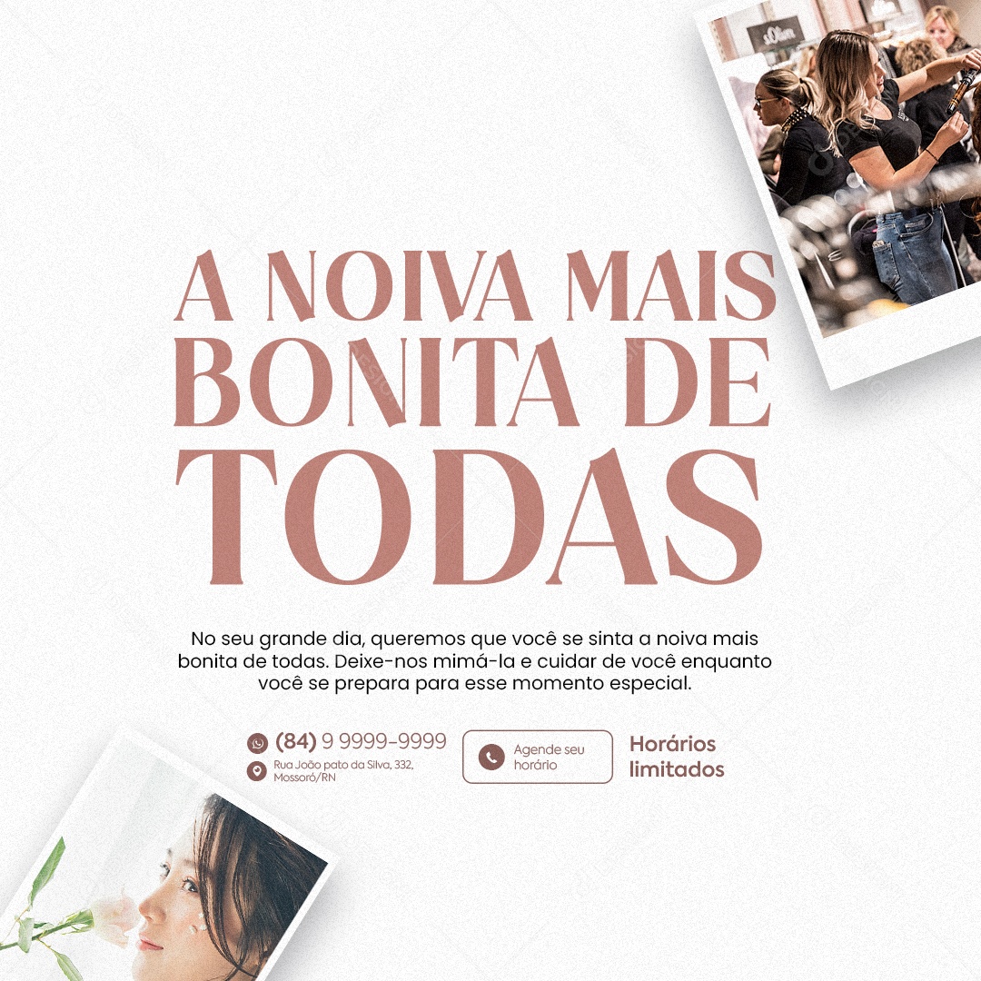 Salão de Beleza a Noiva Mais Bonita de Todas Social Media PSD Editável