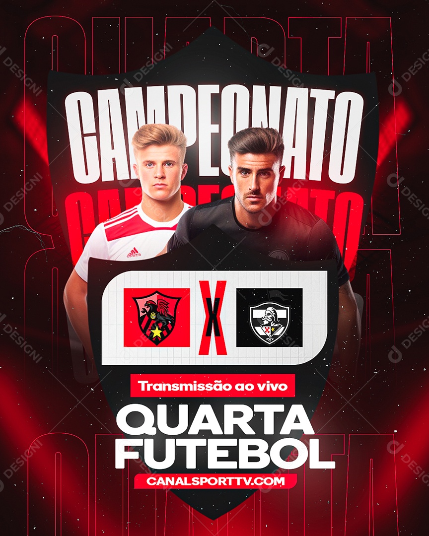 Campeonato Quarta Futebol Transmissão Ao Vivo Social Media PSD Editável