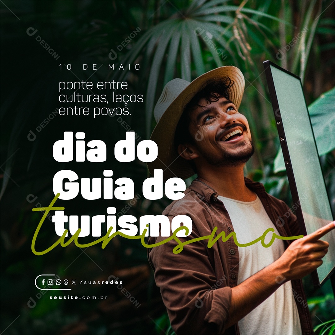 Dia do Guia de Turismo 10 de Maio Ponte Entre Culturas Social Media PSD Editável