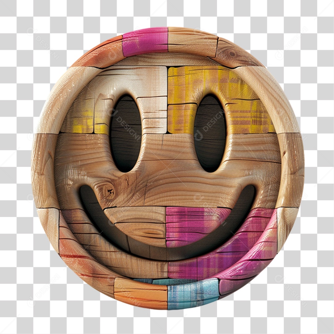 Emoji de Madeira Carinha PNG Transparente