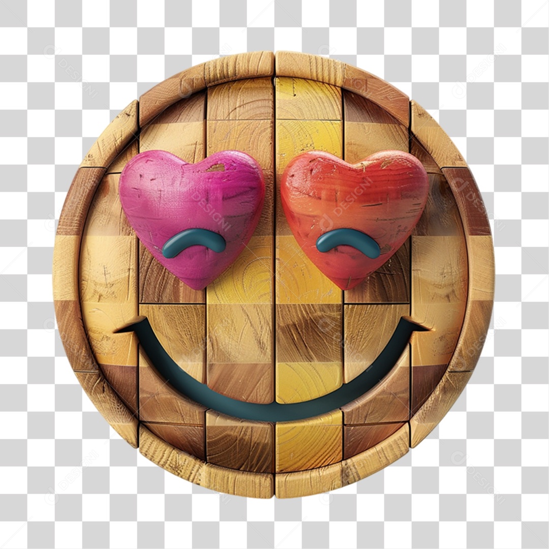 Transparent PNG Wooden Emoji 3D Element