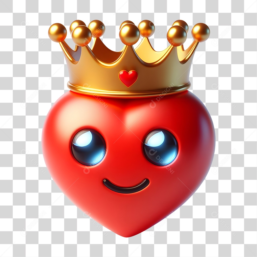 Elemento 3D Coração Emoji PNG Transparente