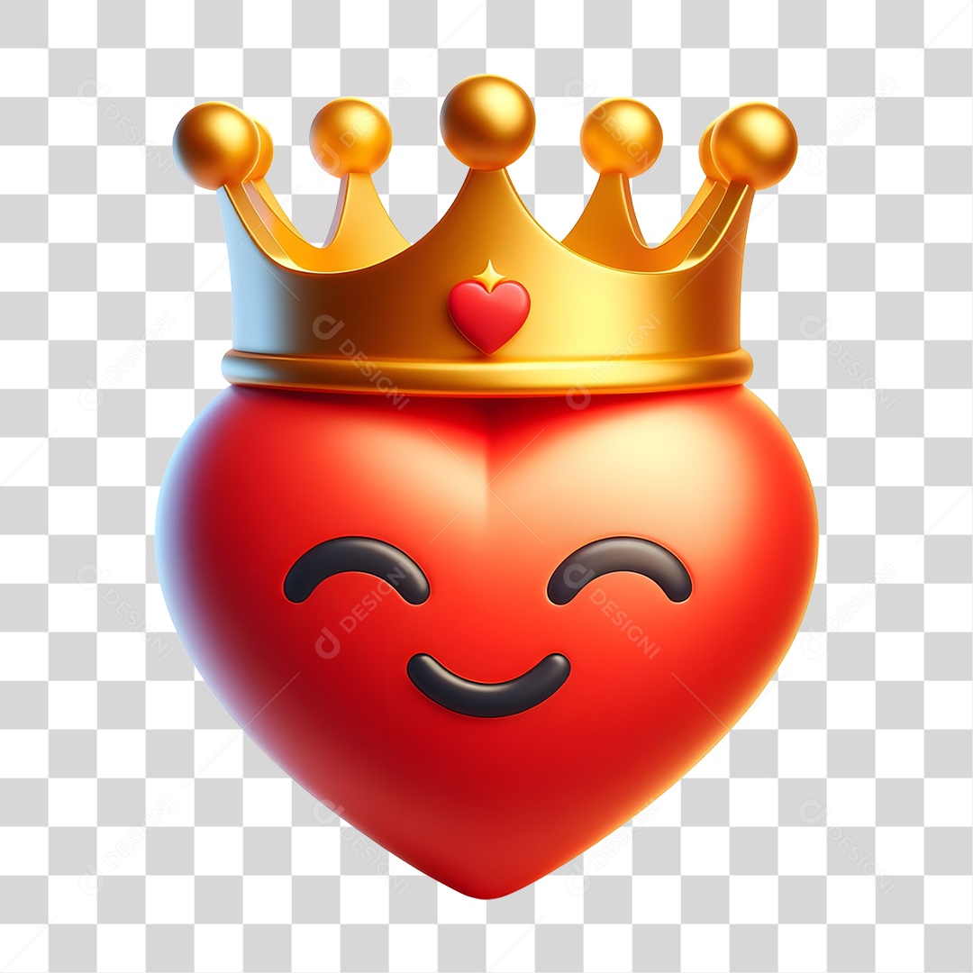 Elemento 3D Coração Emoji PNG Transparente